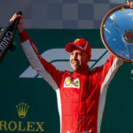 sebastian vettel celbrating winning the 2018 austrilian grand prix