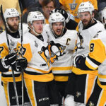 pittsburgh penguins celebrate winning game 6 and advancing in playoffs