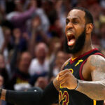 lebron james pounds his chest after scoring a three-pointer in the final minutes of game 6 against the boston celtics