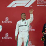 lewis hamilton celebrates winning spanish grand prix and taking lead in points race