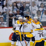 nashville predators celebrate winning game 6 forcing series to game 7