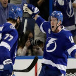tampa bay lightning celebrate game 5 win and advancing to lead the series 3-2