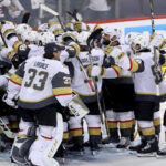 vegas golden knights celebrate winning western conferance final against winnipeg jets