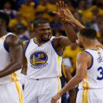 golden state warriors celebrate after defeating the cleveland cavaliers in game 1 of the nba finals