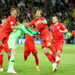 england celebrates after beating sweden 2-0 to advance to the semi-finals