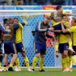 sweden celebrates after defeating switzerland 1-0 and advancing to the quaterfinals for the first time in 24 years