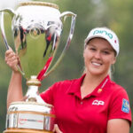 brooke henderson celbrates after winning the cp womens open on sunday