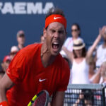 rafael nadal celebrates after wining the 2018 rogers cup final in two sets
