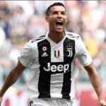 Cristiano Ronaldo celebrates after scoring his first goal for Juveniles in their Serie A game on Sunday