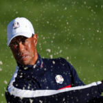 tiger woods practises at le golf national onwWednesday in preperation of the ryder cup
