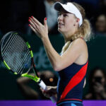 caroline wozniacki looks to the stands after defeating petra kvitova at wta finals on tuesday