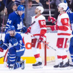 john tavares celebrates after scoring to tie the game last night against the detroit red wings at scotiabank arena