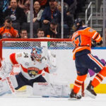 edmonton oiler connor mcdavid scores on florida panther goalie james reimer during shootout action last night in edmonton