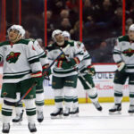 minnesota wilds receives congratulations after scoring his second goal of the afternoon against the ottawa senators on saturday