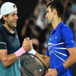 novak djokovic and lucas pouille shake hands after the completion of their semifinal match in melbourne australia at the australian open