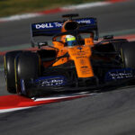 lando norris cuts into a corner during testing on mclarens new f1 car