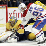 nashville's pekka rinne shuts down tomas tatar last night as the pred's defeat montreal 3-1