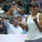 Madison Keys celebrates after defeating Denmark’s Caroline Wozniacki and winning the Volvo Car Open on Sunday in Charleston, South Carolina