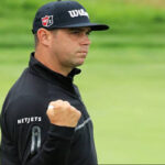 gary woodland raises his fist after shooting 6 under 65 in round 2 at the u.s. open in pebble beach on wednesday.
