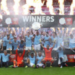 man city celebrates after winning the 2018 comunnity shield cup
