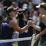 Canada's Bianca Andreescu shakes hands with Genmark's Caroline Wozniacki after defeating the former No. 1 on Saturday during third round U.S. Open play in New York
