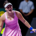 bianca andreescu shows emotion during her opening match at the wta finals in shenzhen, china.