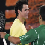 milos raonic congratulates novak djokovic after he defeated the canadian in the quarterfinals at the australian open.